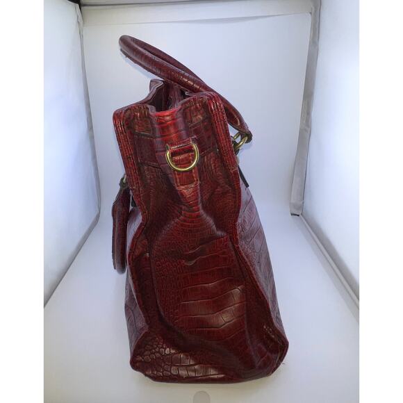 Red Vintage Bueno Croc Style Handbag‎ Handle Kelly Style Gold Hardware - Picture 2 of 16